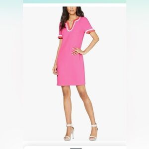 Brand‎ new Trina Turk hot pink fringe crepe sheath dress size 12